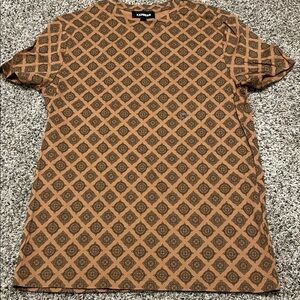 Men's Express Brown Patterned Shirt